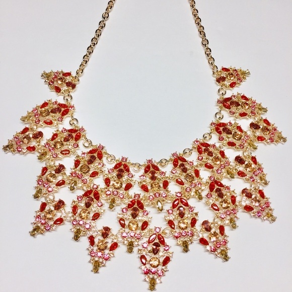 INC Multi-Crystal Triple-Row Statement Necklace - Picture 6 of 8